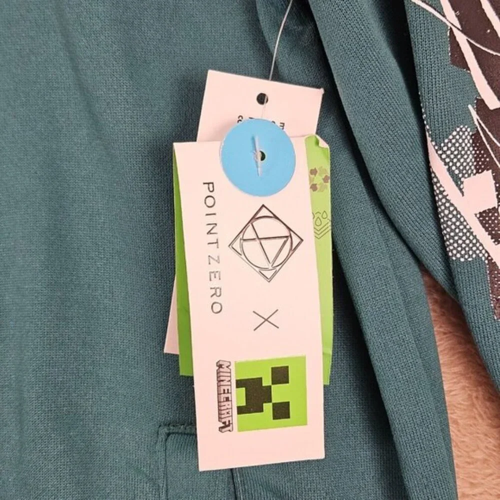 NWT Point Zero x Minecraft Hoodie Green Long Sleeve Full Zip Sweatshirt Men's M - Picture 8 of 13